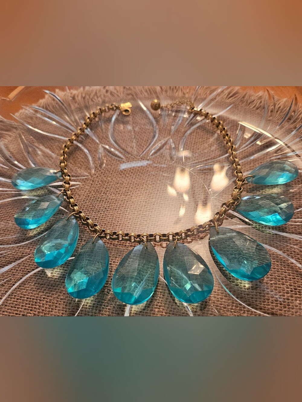 kate spade Gold-Tone Necklace with Teal Teardrop Crystals